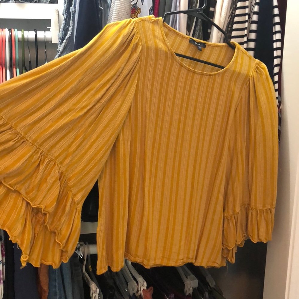 Mustard white striped blouse
